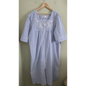 Miss Elaine Essentials Zip Front House Dress Nightgown Size 2x  100% Cotton